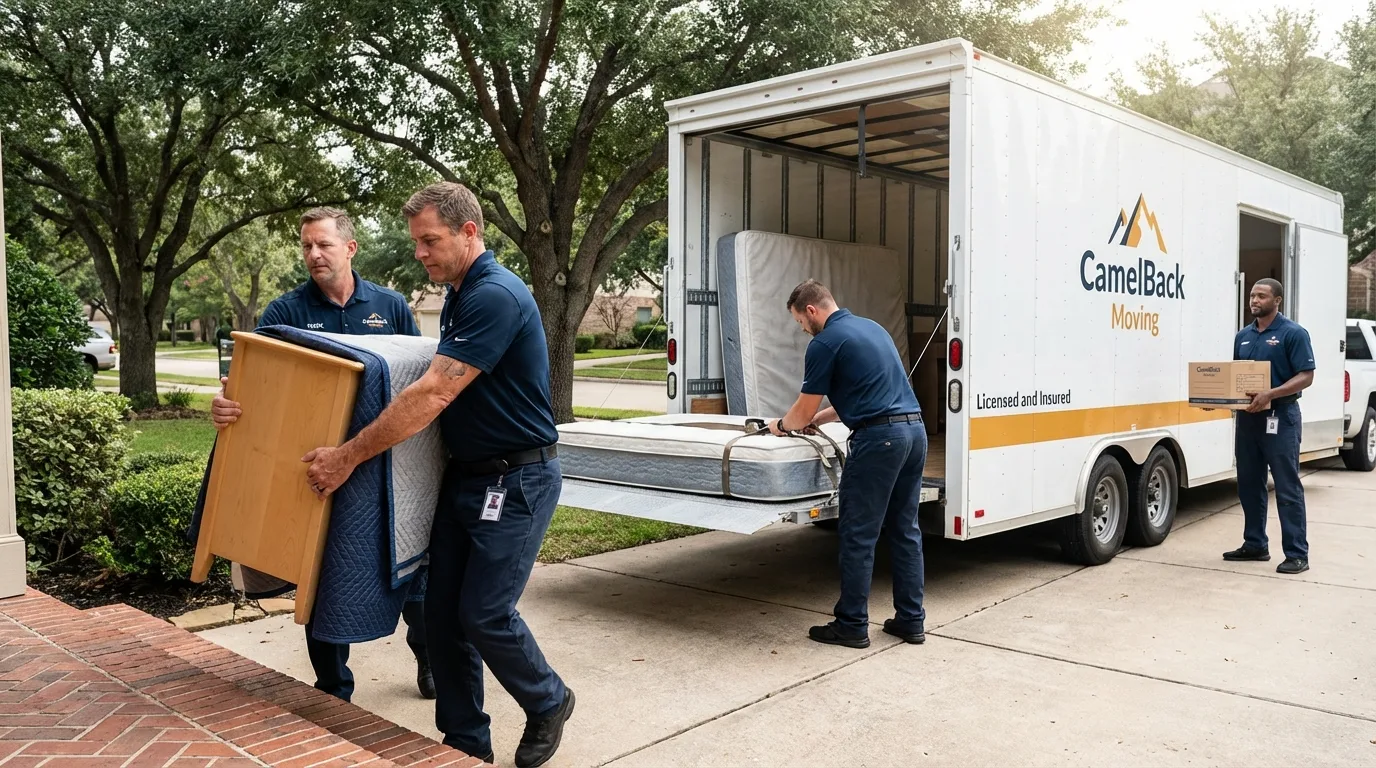 Crew loading residential truck for cross-state move from Liberty Lake, WA
