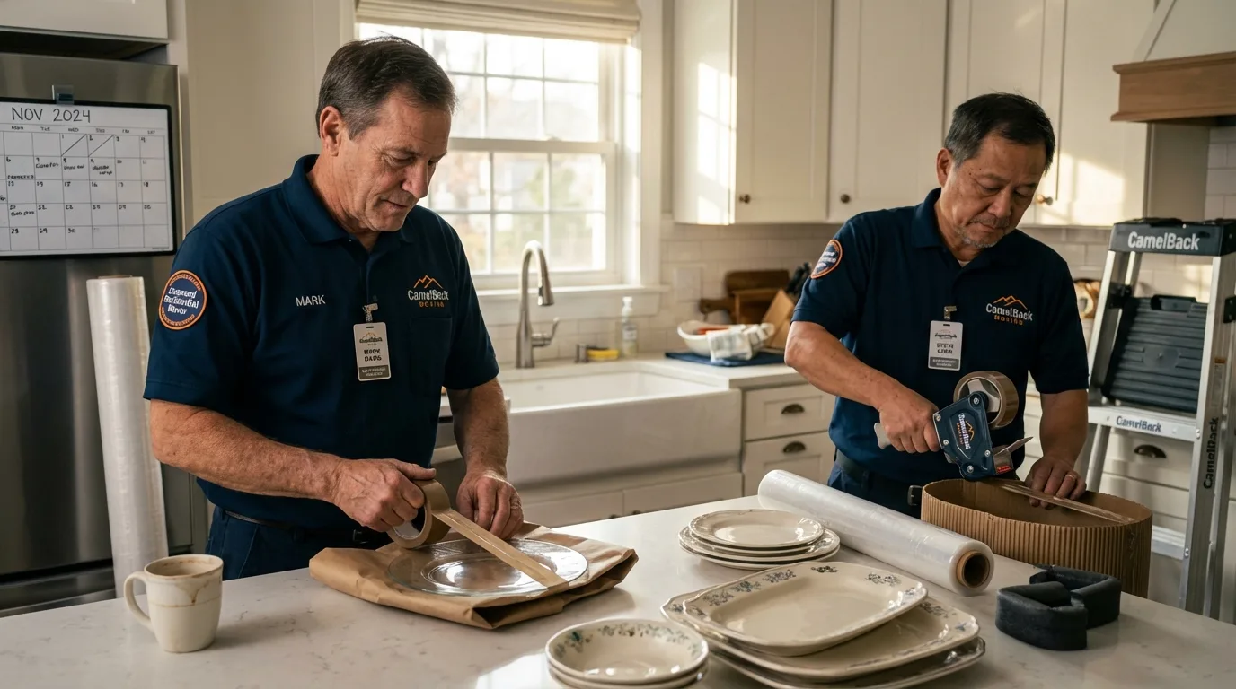 Professional crew packing kitchen dishware in Liberty Lake, WA