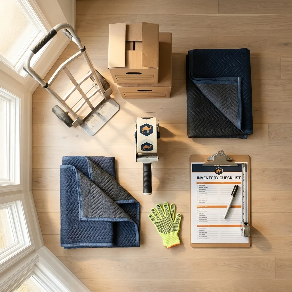 Professional moving supplies and packing materials layout for Liberty Lake residential relocations
